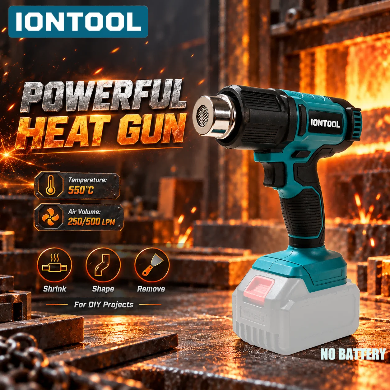 IONTOOL Cordless Heat Gun 550℃ - đánh giá và giá Cordless Heat Gun For Shrink Tubing